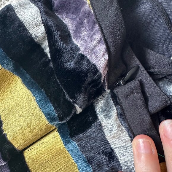NWT Anthropologie Wolven Striped Velvet Gold/Blue/Purple Mini Strappy Dress S 14 - Picture 6 of 8